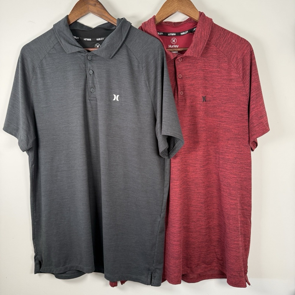 Bundle Of 2 Hurley Polo Collared Shirts Mens XL Soft Casual Stretch